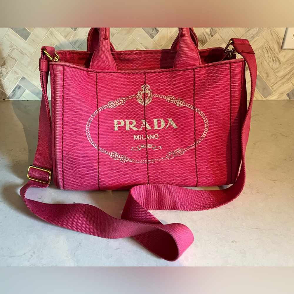 Prada Canapa Crossbody Handbag Fuscia Pink